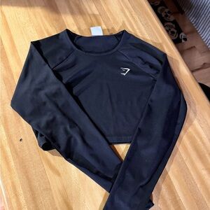 Gymshark Black Long Sleeve Cropped Workout Top